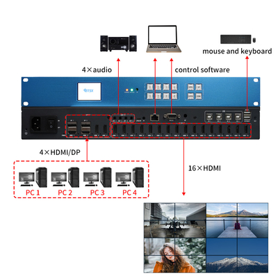 3 년 판매 후 서비스 및 16x HDMI 1.4 출력 인터페이스로 제어 센터 4K 비디오 프로세서를 효율화하십시오.