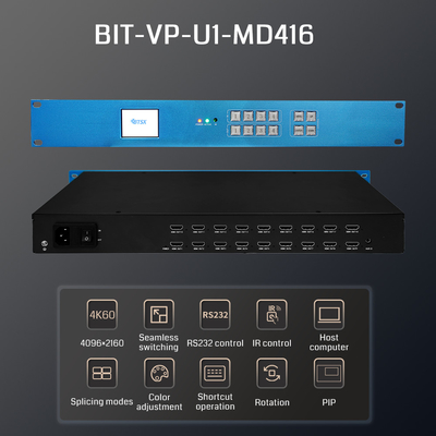 4K60 비디오 프로세서 4 입력, 16 출력 다중 화면 디스플레이 전문 4K 비디오 벽 프로세서 16 채널 HDMI 비디오 프로세서 명령 &amp; 콘트로 이상적입니다