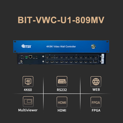 비트비스스 4K60 8 in 9 아웃 비디오 월 컨트롤러 Rs232 HDMI/DP 네트워크 웹 컨트롤 2x2 비디오 월 매트릭스 컨트롤러