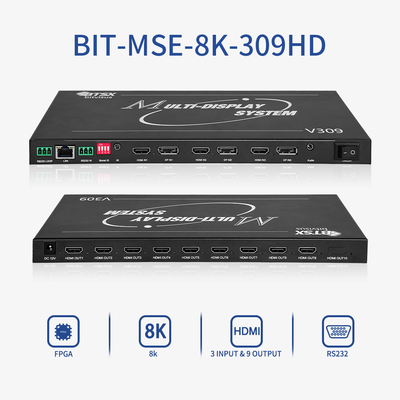 Bitvisus 8K 프로페셔널 비디오 월 프로세서 - 9 출력, 동기화된 고화질 비디오 출력 BIT-MSE-8K-309HD