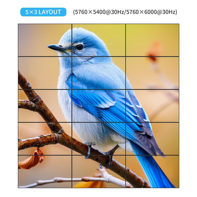 8K 1 in 15 출력 멀티 화면 콘텐츠 디스플레이 픽셀-픽셀 스플라이싱 멀티 화면 뷰어 4x3 5x3 6x2 멀티 모니터 스플리터